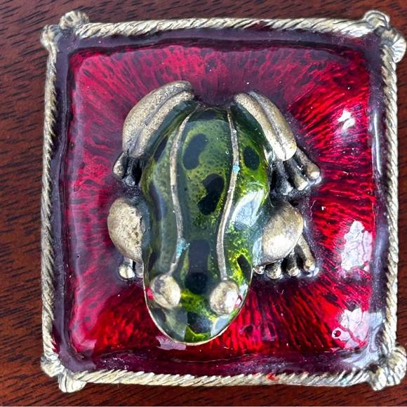 Frog Sitting on a Pillow Metal Trinket Box - Picture 10 of 11